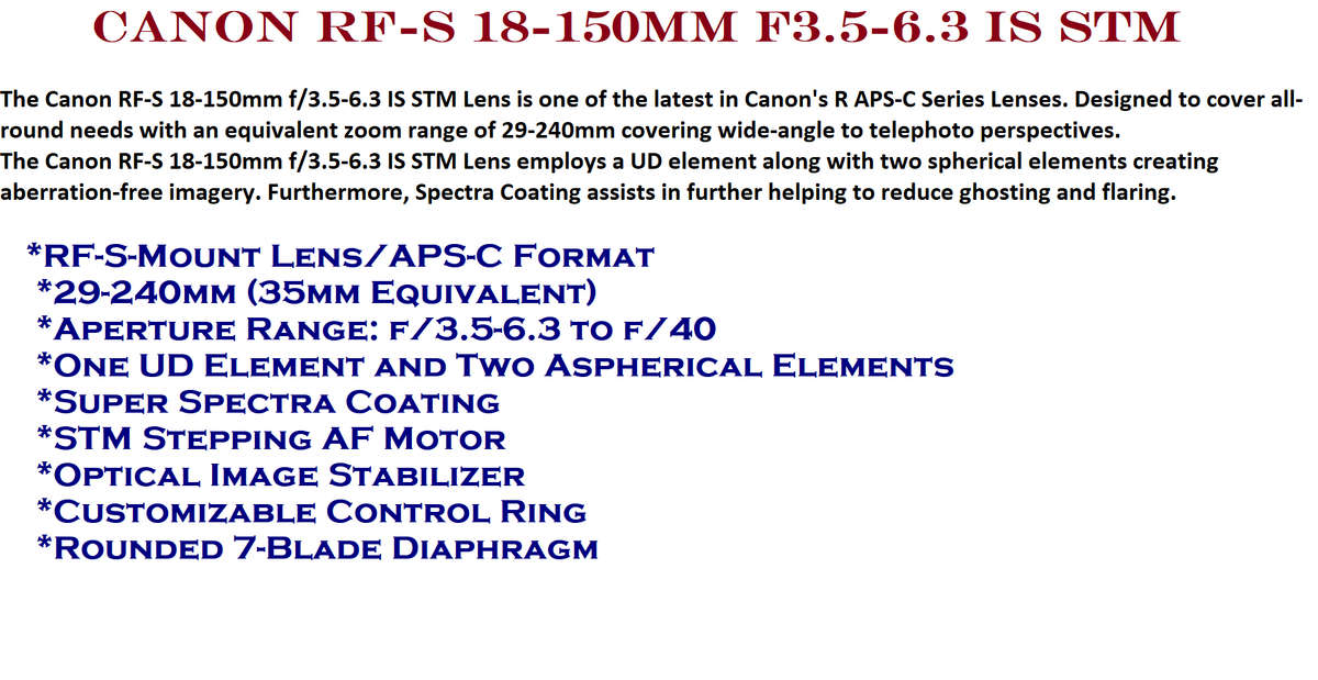 Canon RF-S 18-150mm F3.5-6.3 IS STM