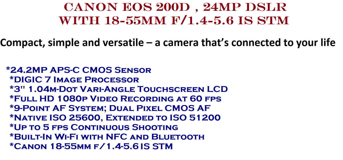 Canon EOS 200D DSLR with 18-55mm f/1.4-5.6 IS STM Lens ,VERY GOOD CONDITION