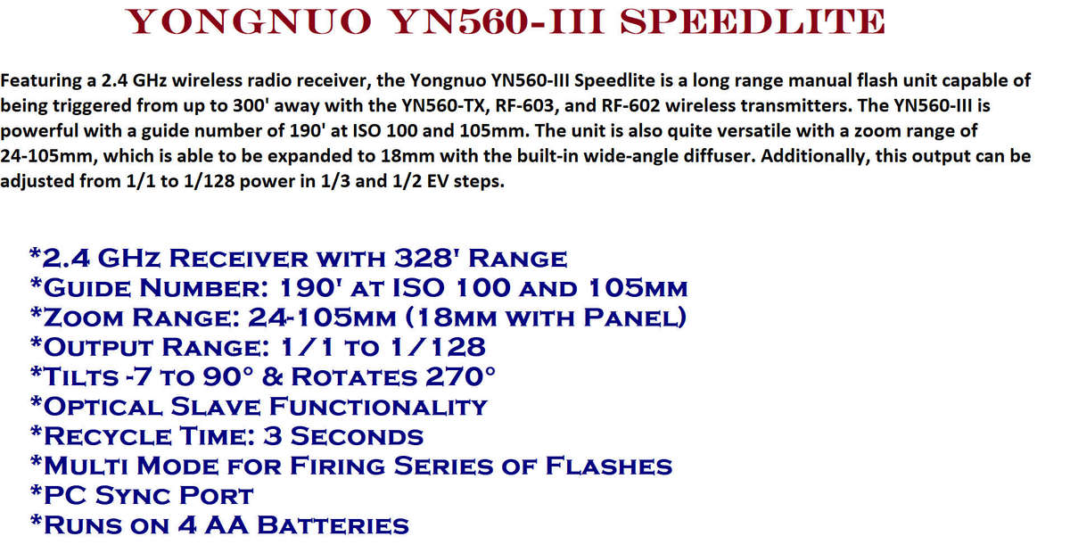 Yongnuo YN560-III Speedlite