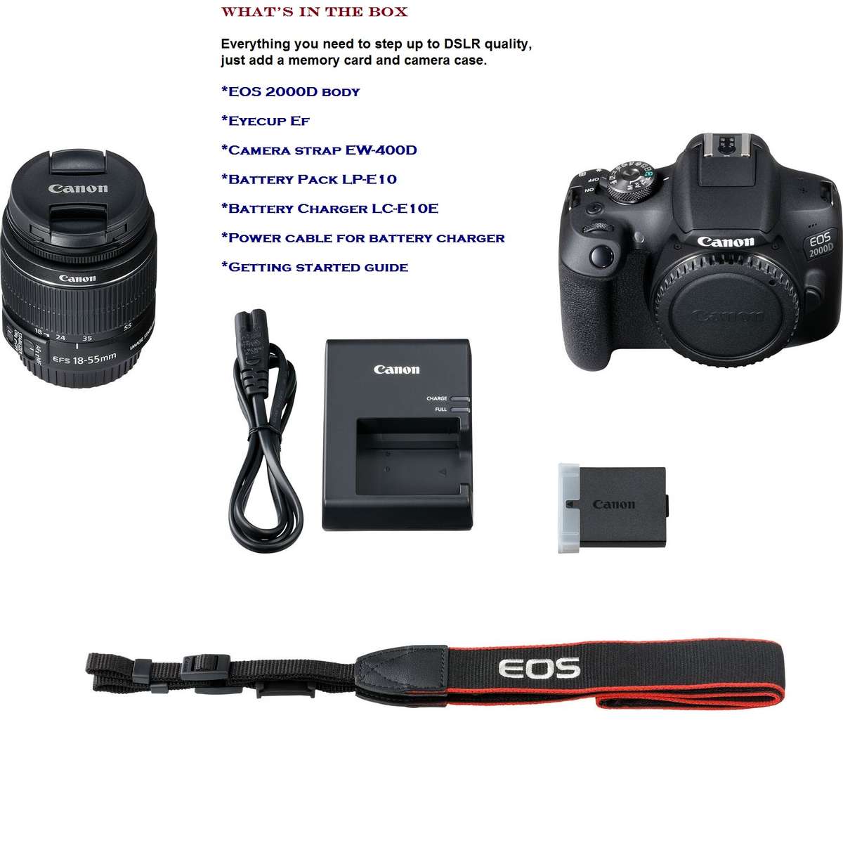 Canon EOS 2000D 24MP DSLR, FULL HD MOVIES , 18-55MM ZOOM LENS IN Brand new CONDITION, BOXED AND BAG