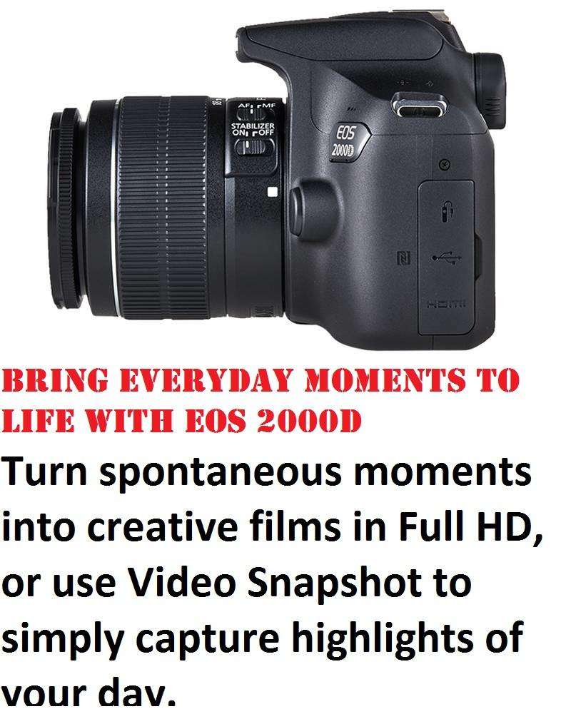Canon 2000D 24MP DSLR with 18-55mm f/3.5-5.6 III With Shoulder  BAG AND 16GB SD CARD