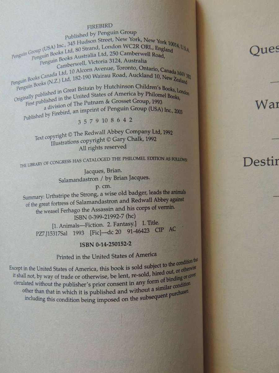 Salamandastron - A Tale of Redwall- Brian Jacques