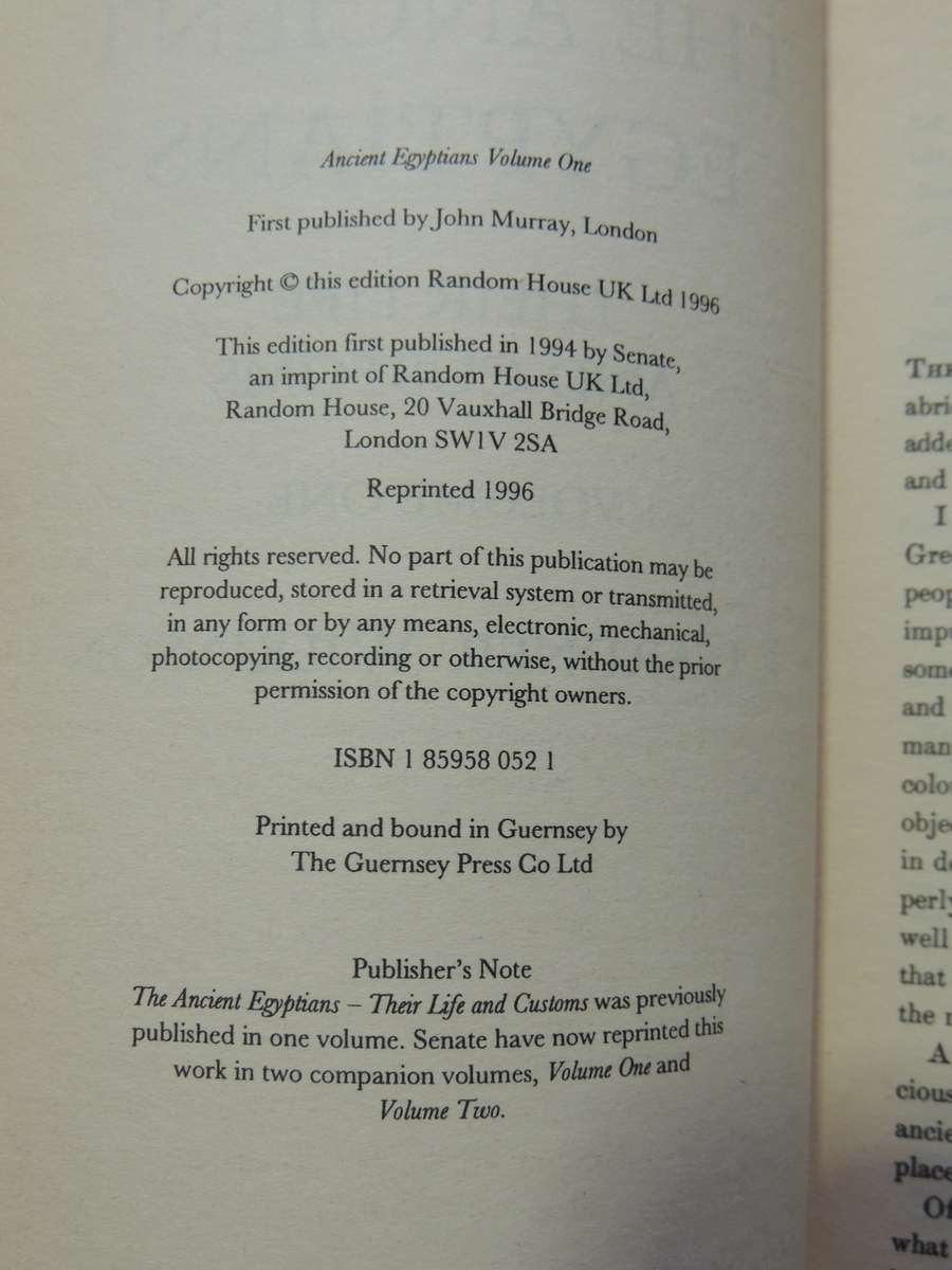 The Ancient Egyptians: Their Life And Customs - J. Gardener Wilkinson   2 Volume Set-