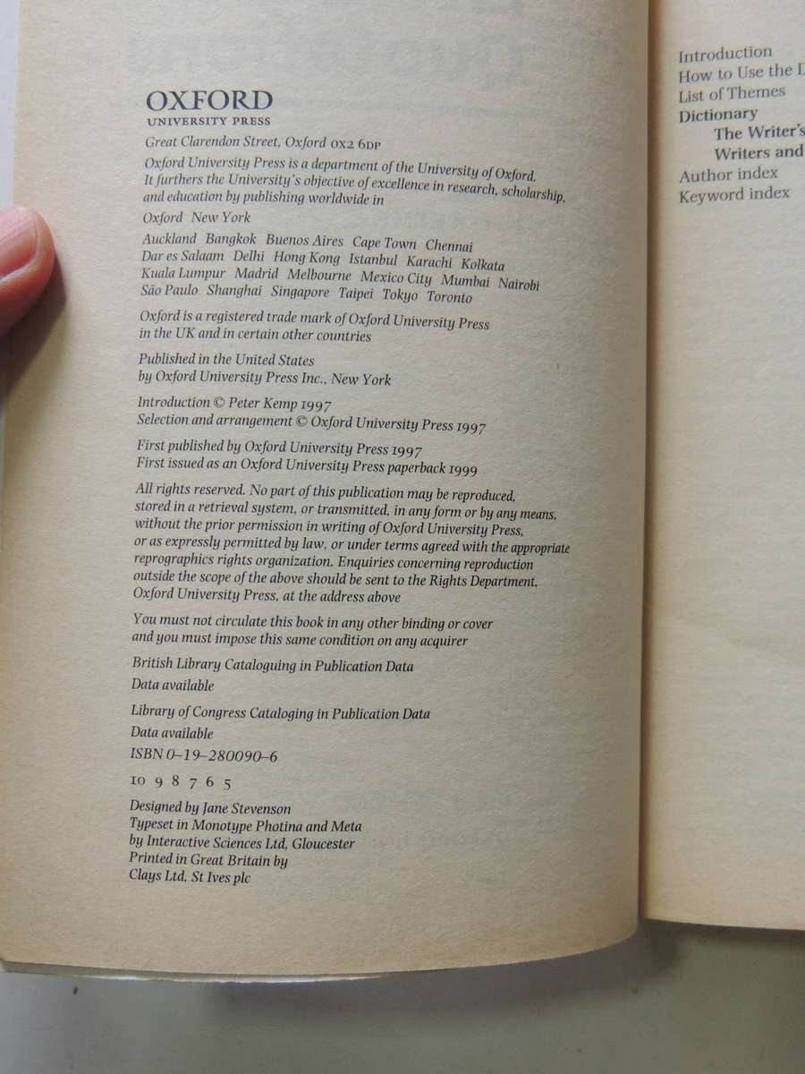 Oxford Dictionary Of Literary Quotations - Peter Kemp