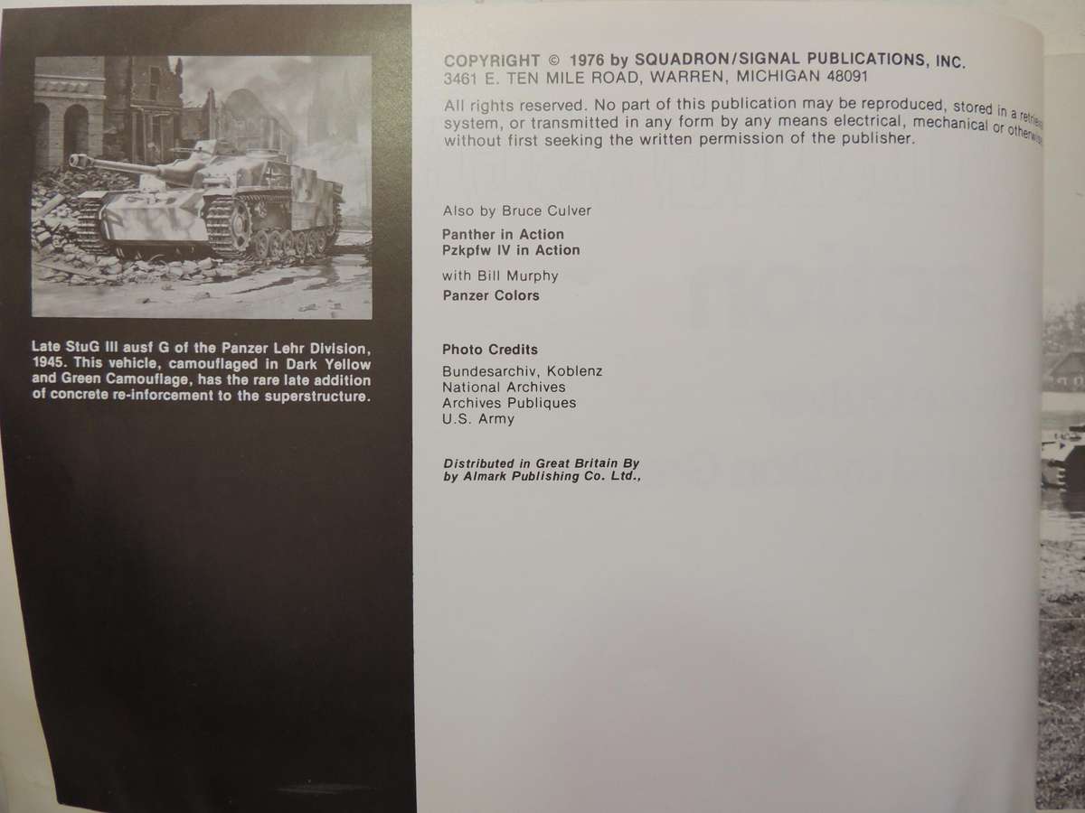 Squadron / Signal Publications Armor No.14: Sturmgeschutz III In Action - Bruce Culver