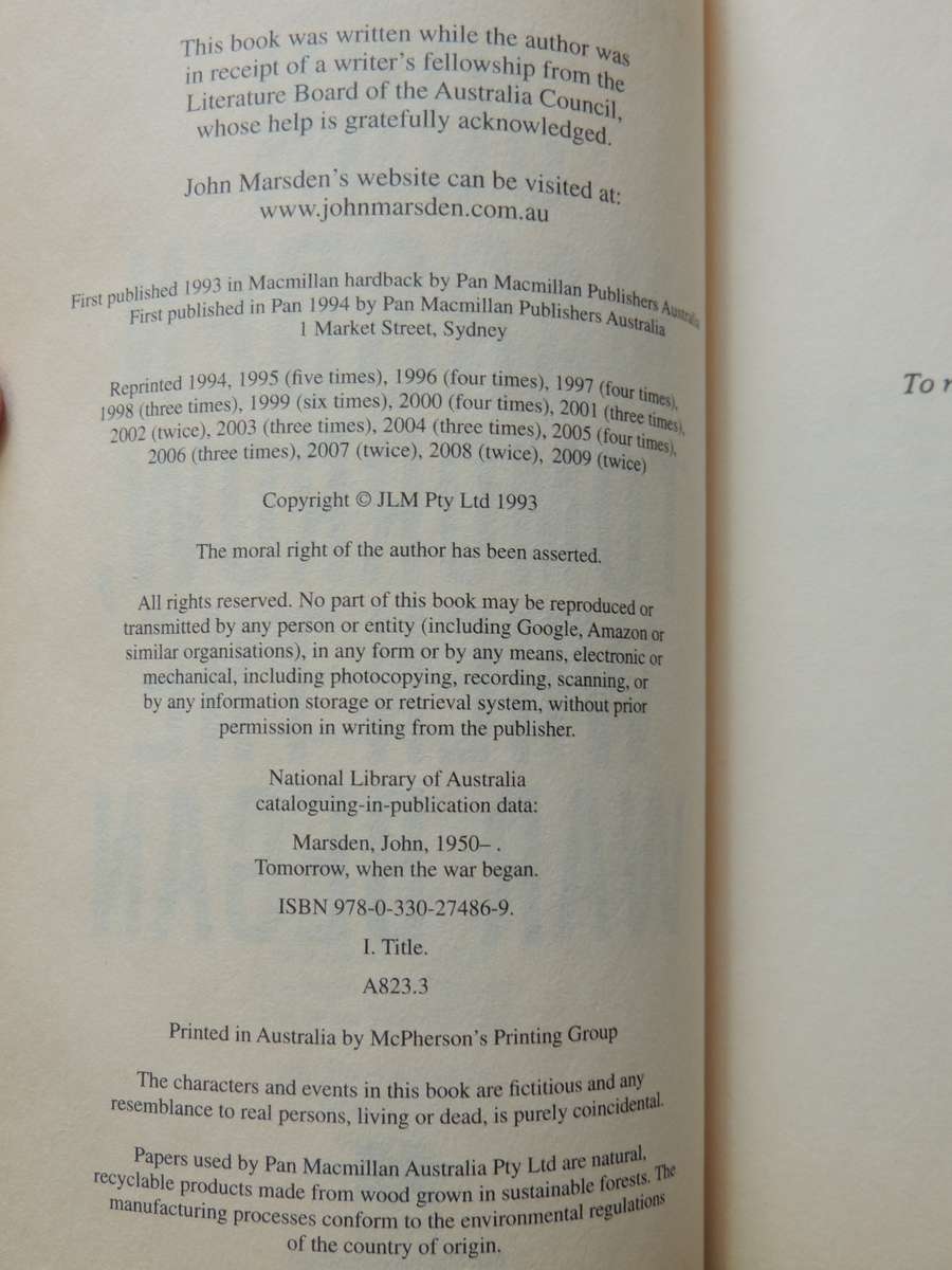 Tomorrow, When The War Began - John Marsden