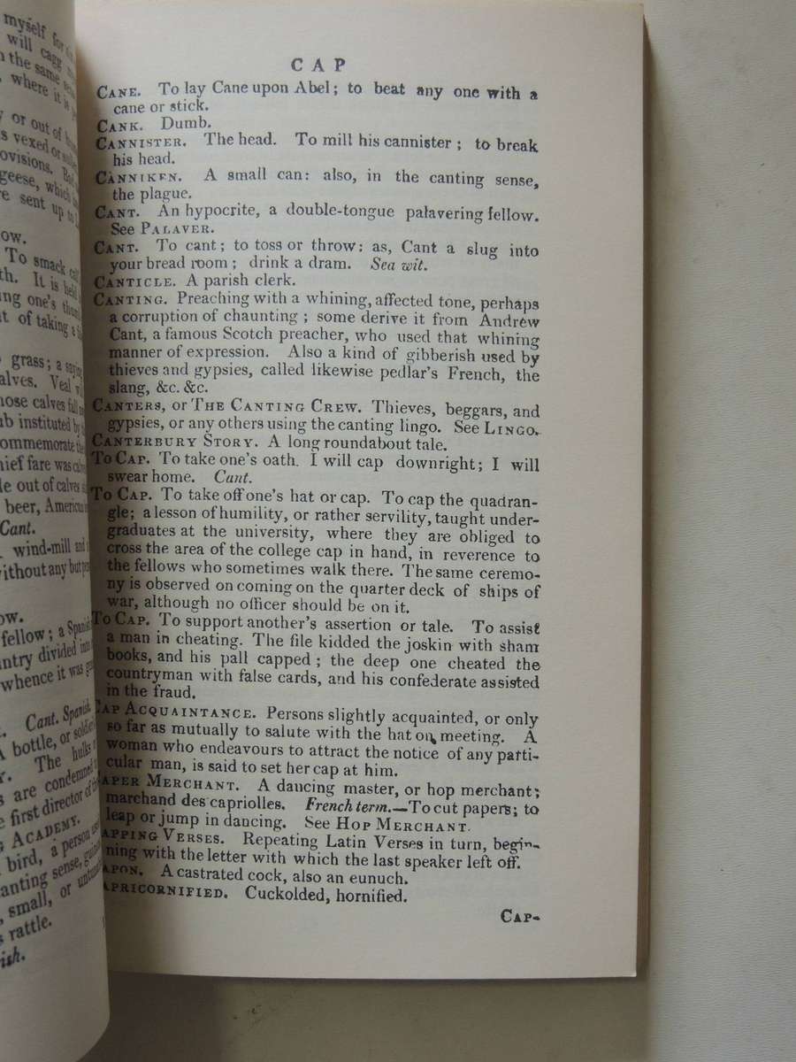 1811 Dictionary Of The Vulgar Tongue - A Dictionary Of Buckish Slang, University Wit & Pickpocket El