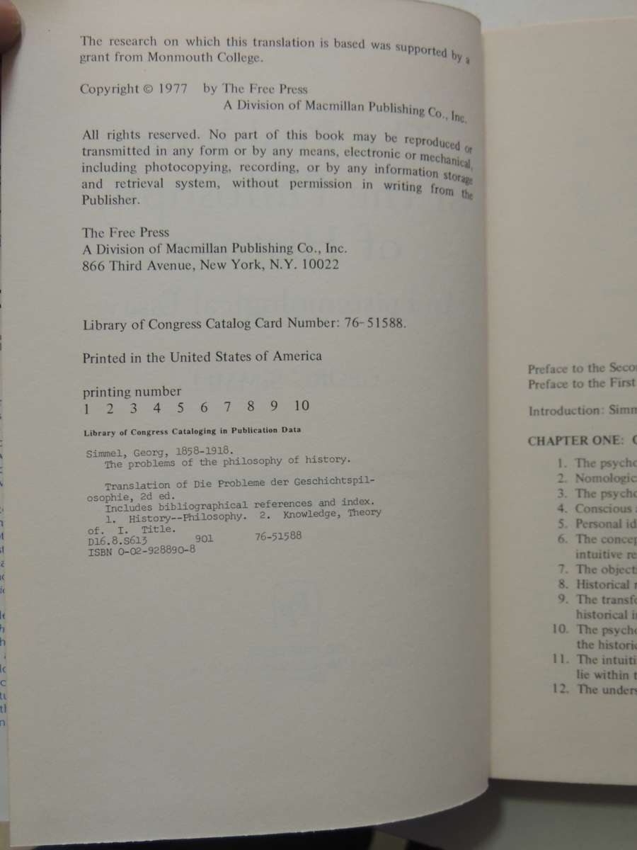 The Problems Of The Philosophy Of History: An Epistemological Essay - Georg Simmel