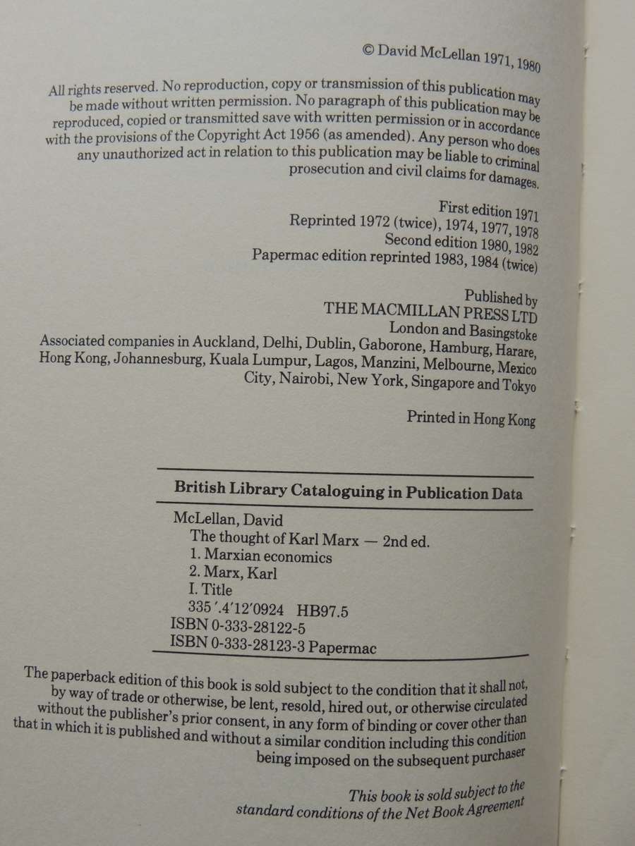 The Thought Of Karl Marx 2nd Edition - David McLellan