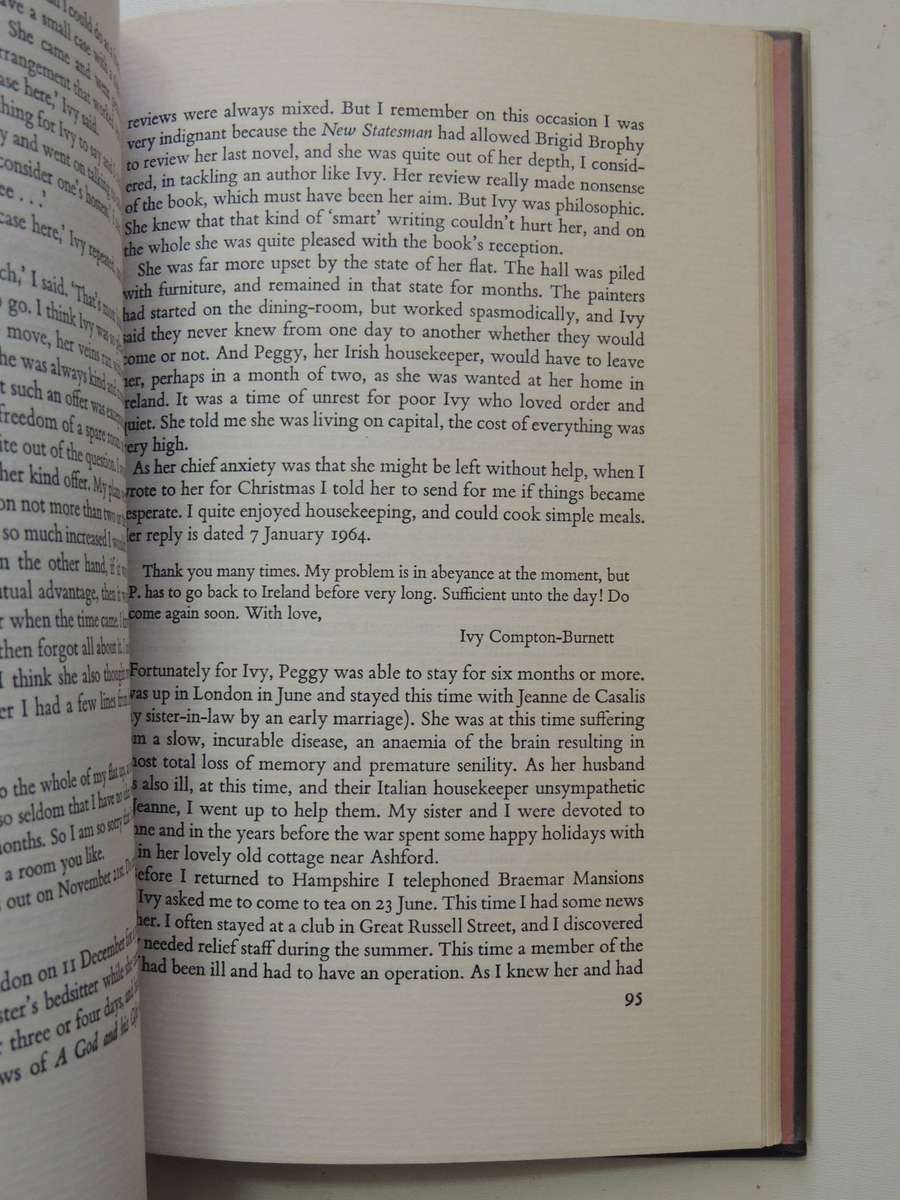 Ivy Compton-Burnett: A Memoir - Cicely Greig   Signed Limited Edition 7/100
