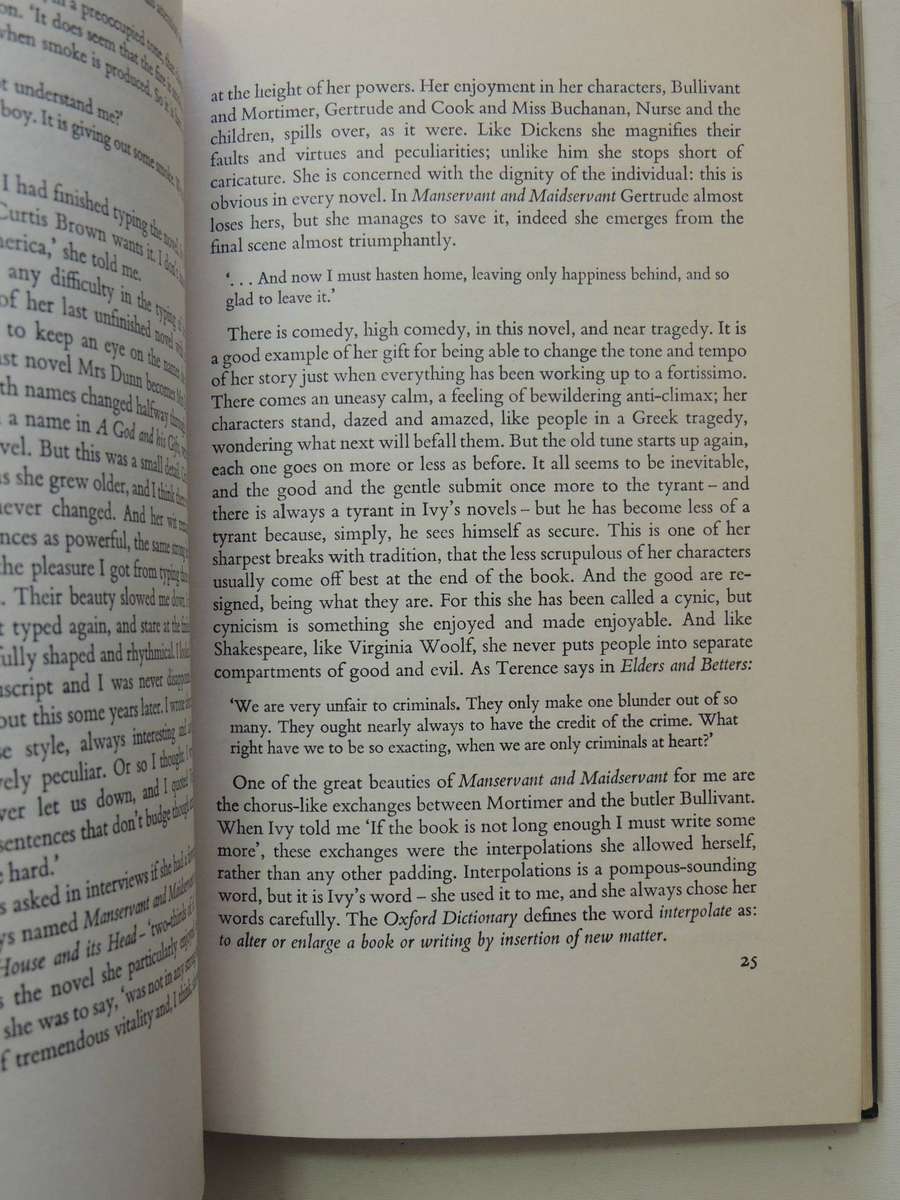Ivy Compton-Burnett: A Memoir - Cicely Greig   Signed Limited Edition 7/100