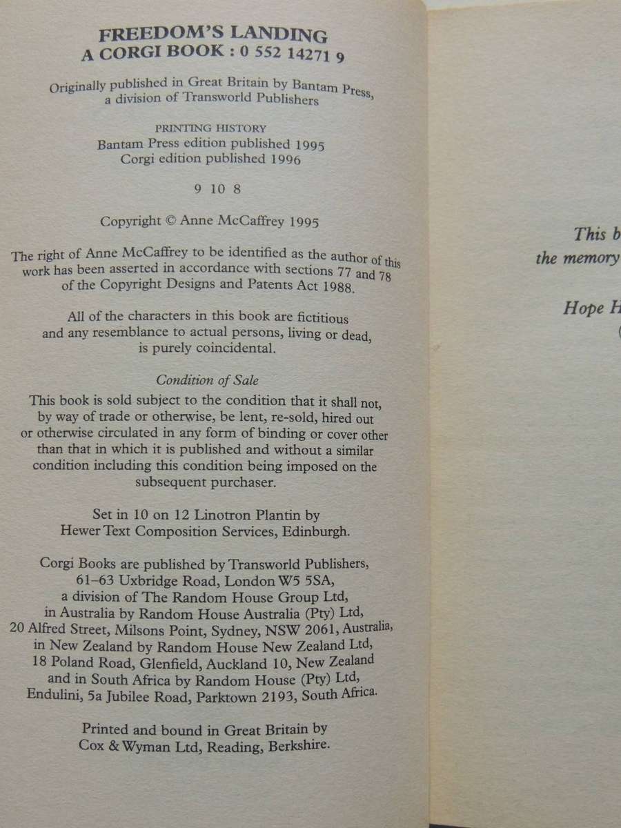 Catteni Sequence Book 1: Freedom's Landing - Anne McCaffrey