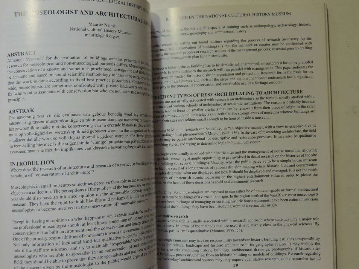 Aspects Of Architectural Conservation For The Museologist (Vol 12 2003)