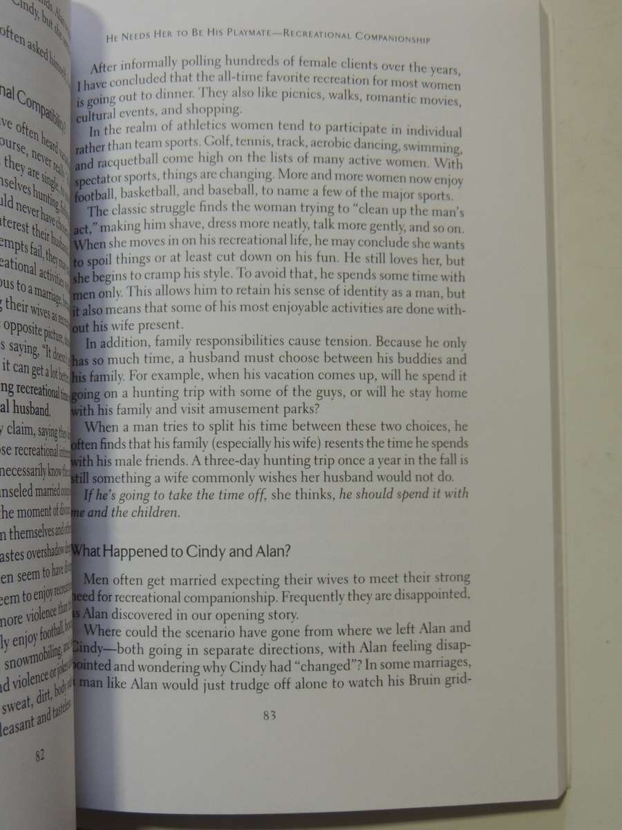 His Needs Her Needs: Building An Affair-Proof Marriage- Willard F. Harley, Jr.