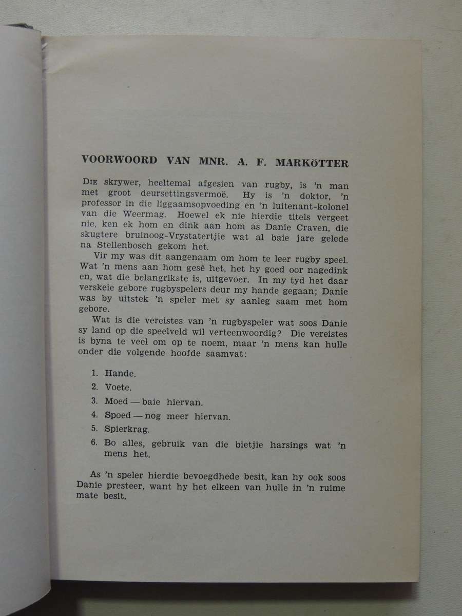 Die Grondbeginsels Van Rugby - Danie Craven   Scarce 1948