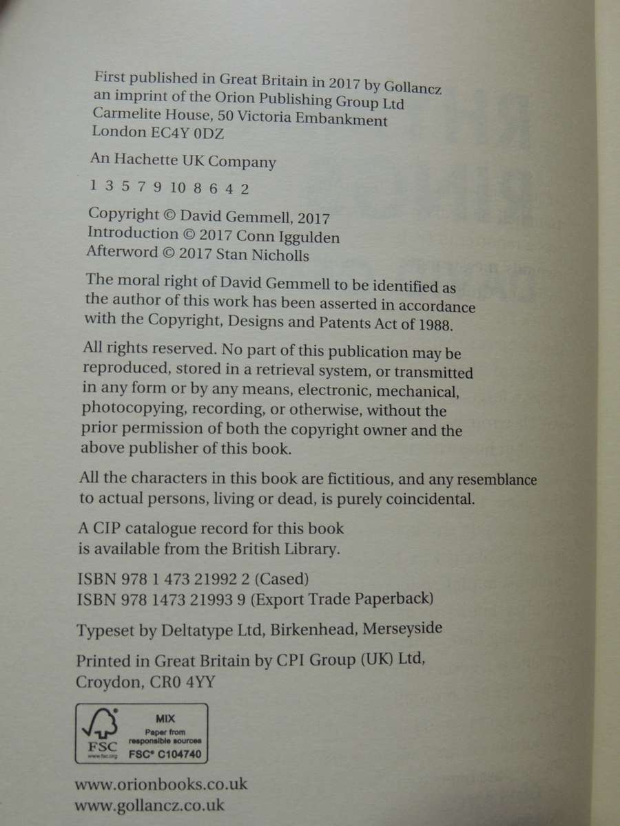 Rhyming Rings - David Gemmell  First Edition 2017 See below.