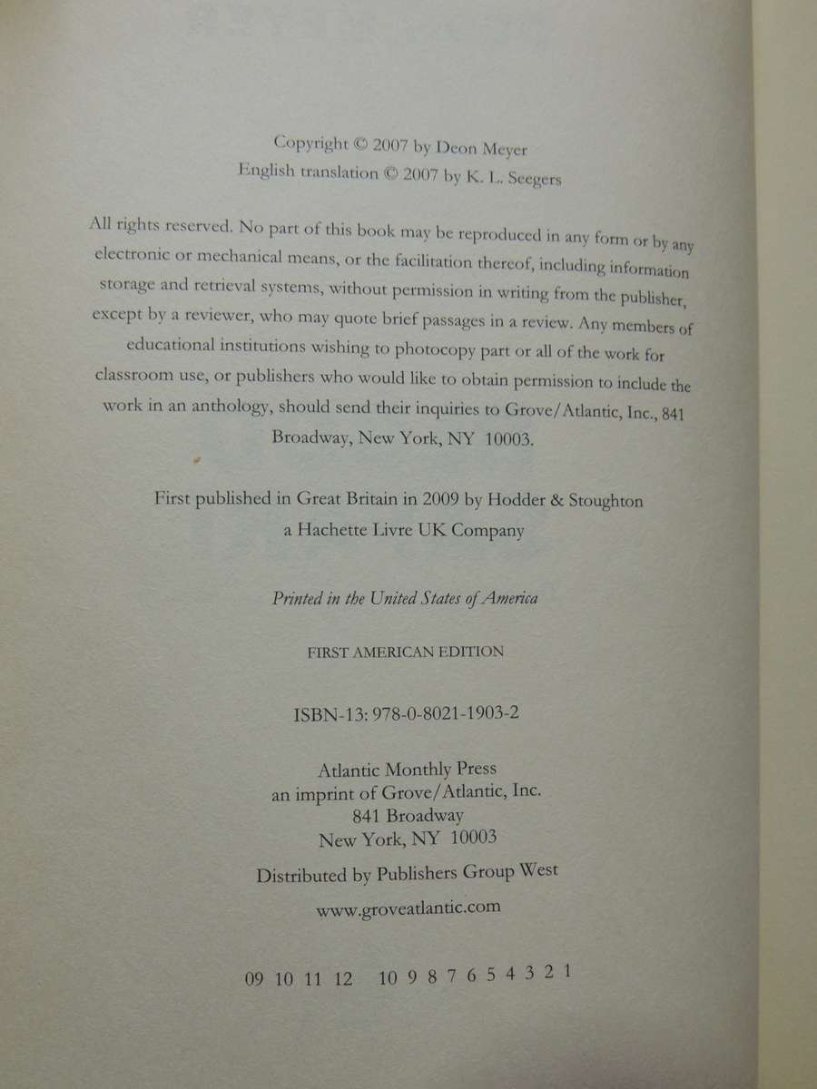 Blood Safari - Deon Meyer   (1st American Edition)2009