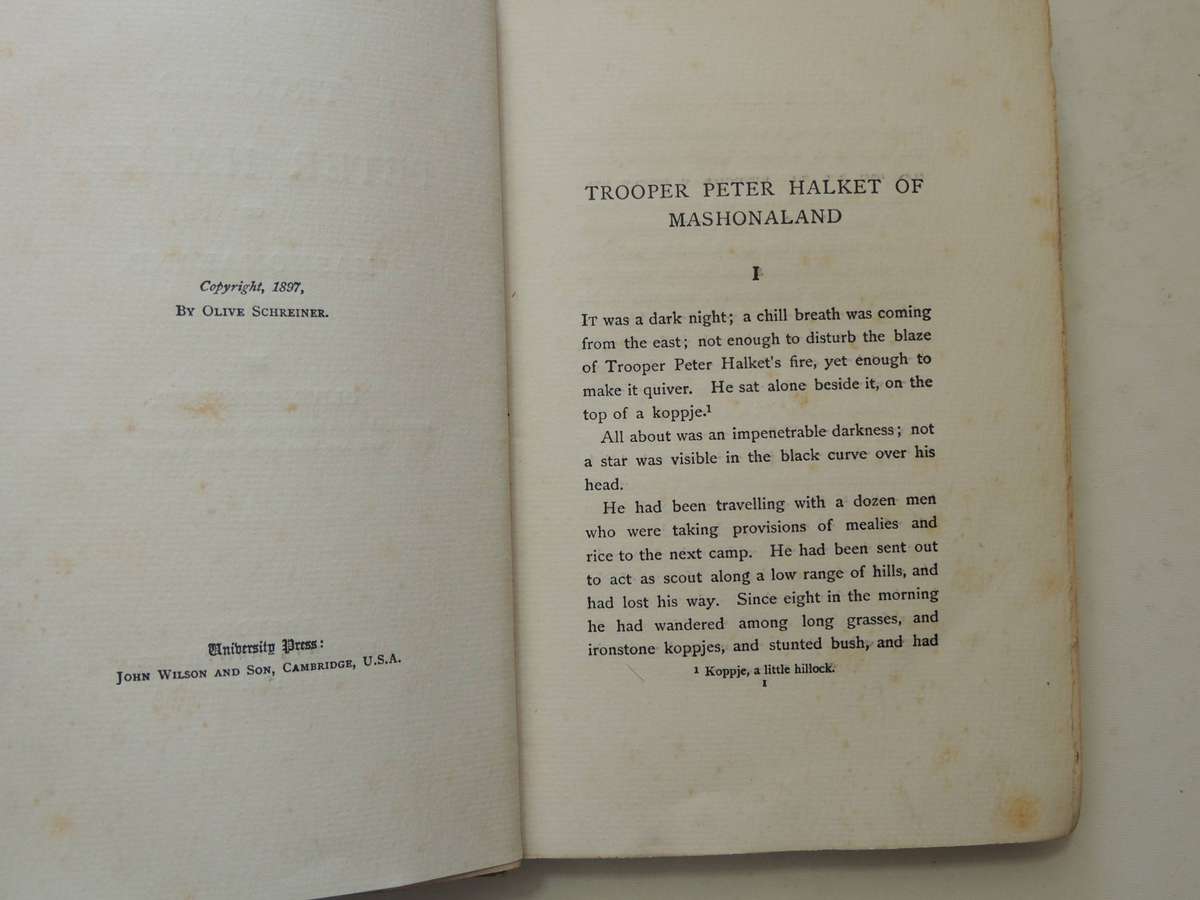 Trooper Peter Halket Of Mashonaland  - Olive Schreiner   (1st Edition 1897)