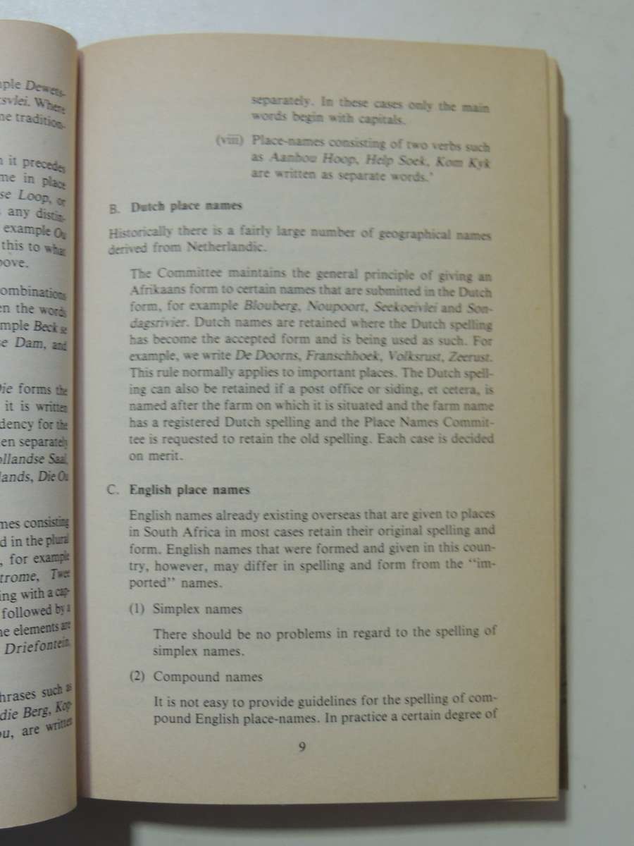 Dictionary Of Southern African Place Names  - P.E. Raper    (1st Edition 1987)