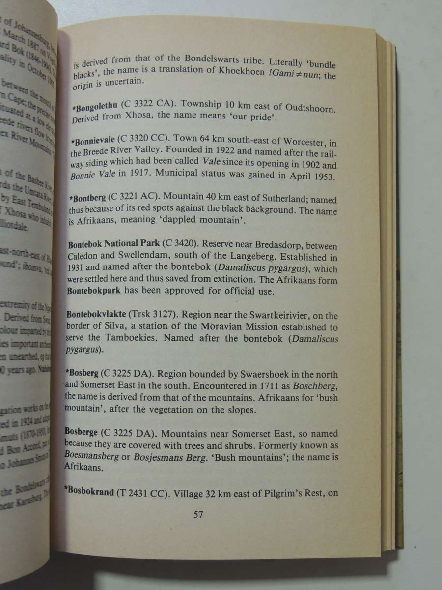 Dictionary Of Southern African Place Names  - P.E. Raper    (1st Edition 1987)