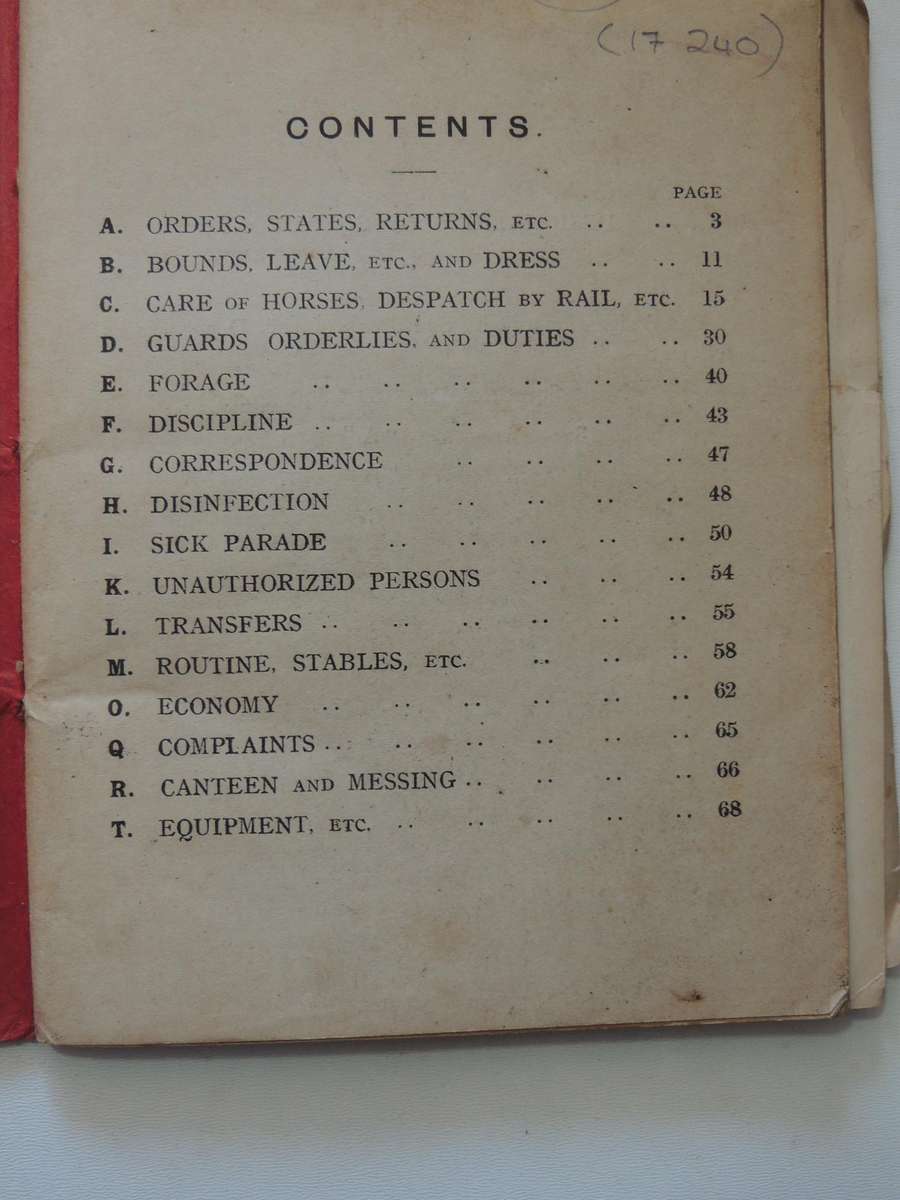Ormskirk Remount Depot: Standing Orders March 1918