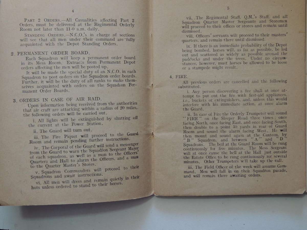 Ormskirk Remount Depot: Standing Orders March 1918