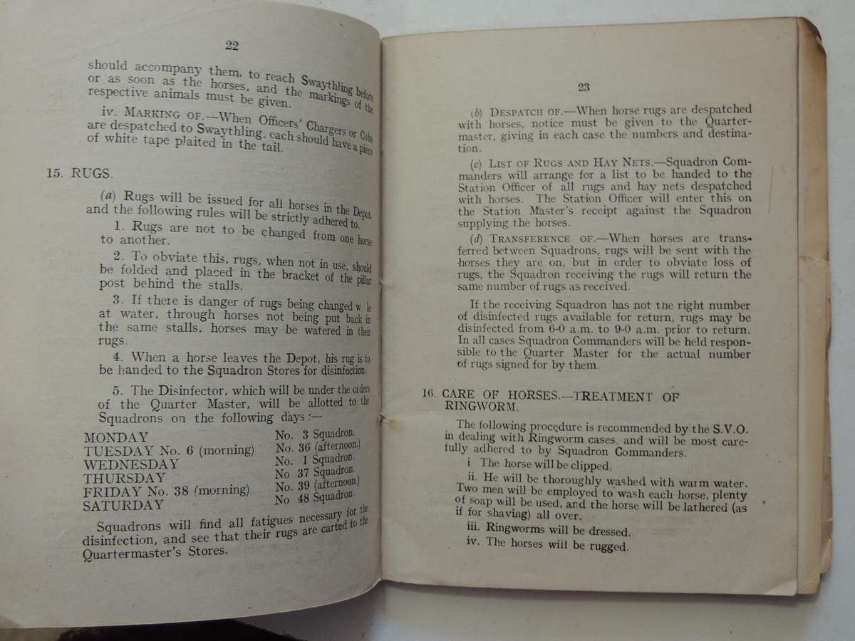 Ormskirk Remount Depot: Standing Orders March 1918