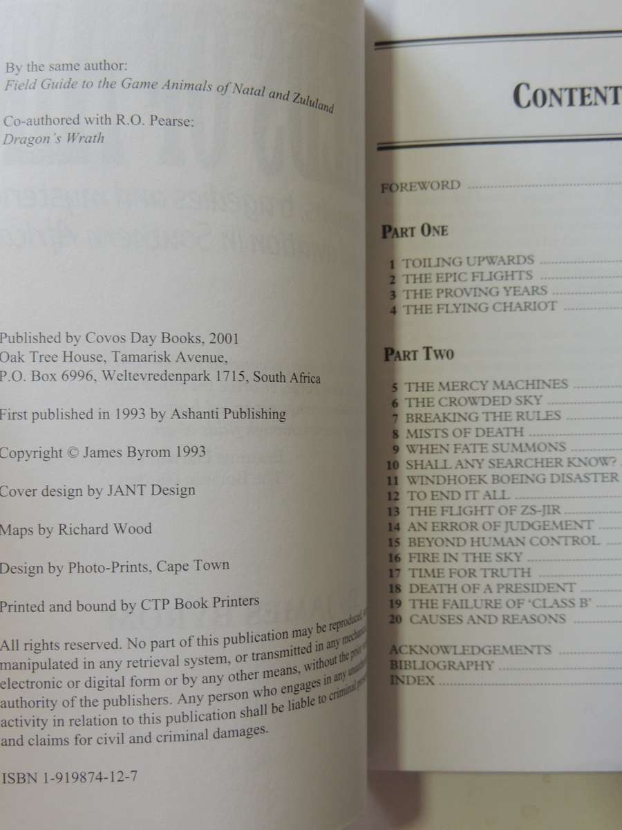 Fields Of Air - Triumphs, Tragedies And Mysteries Of Civil Aviation In Southern Africa  James Byrom