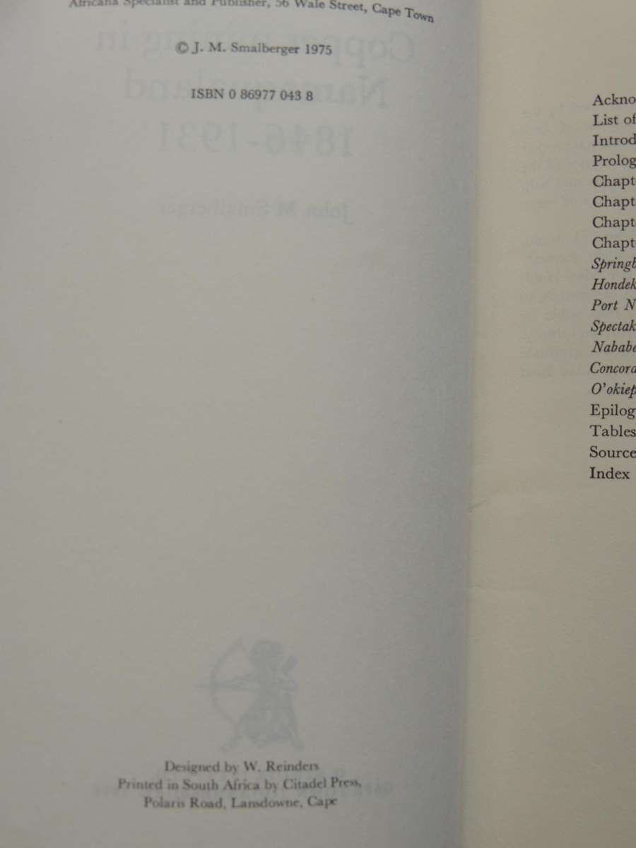 A History Of Copper Mining In Namaqualand - John M. Smalberger