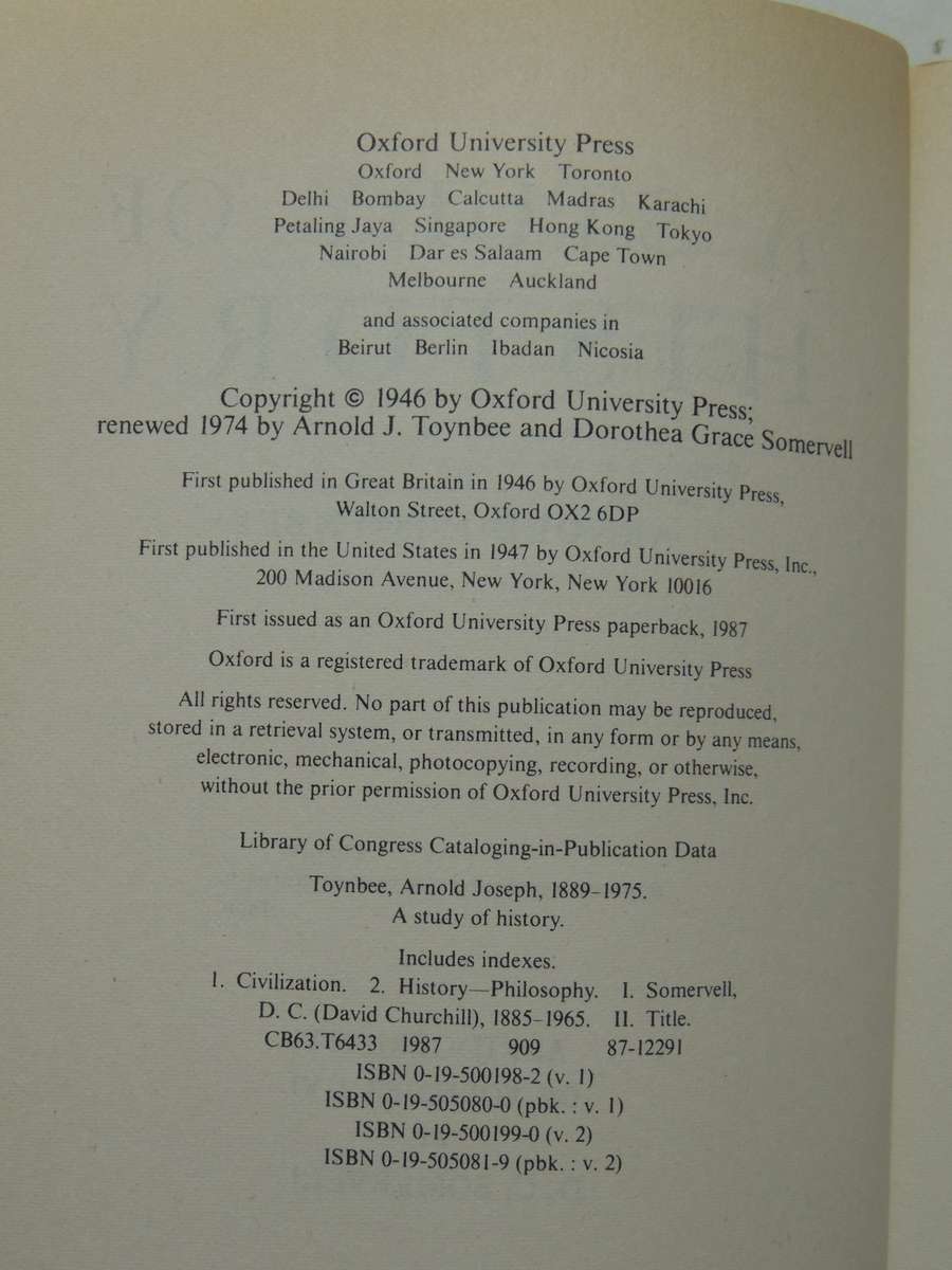 A Study Of History: Abridgement Of Volumes I-VI (By D.C. Somervell) - Arnold J. Toynbee