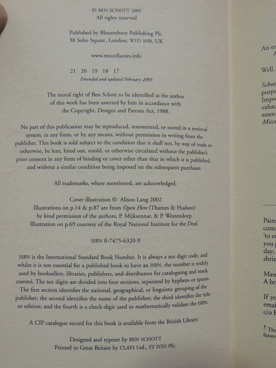 Schott's Original Miscellany- Ben Schott