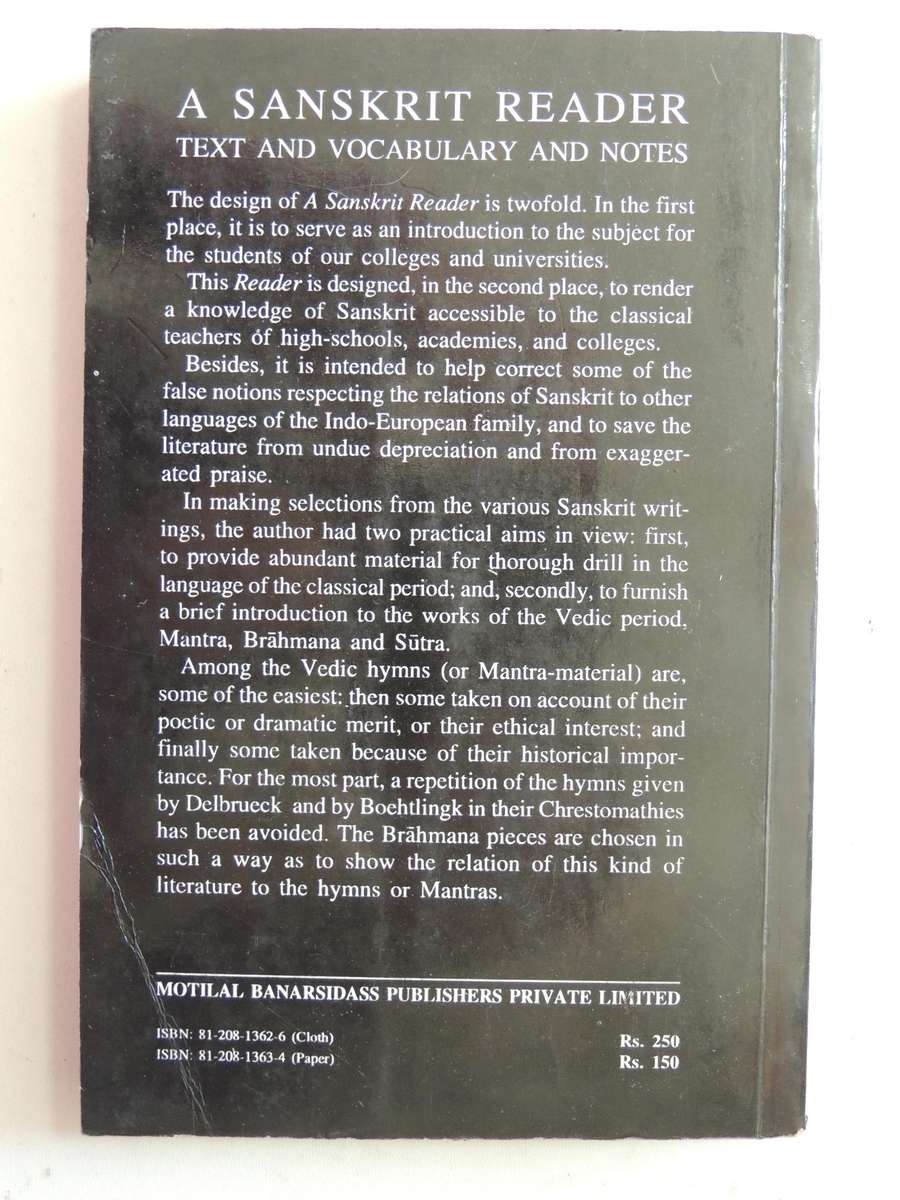 A Sanskrit Reader: Text And Vocabulary And Notes- Charles Rockwell Lanman