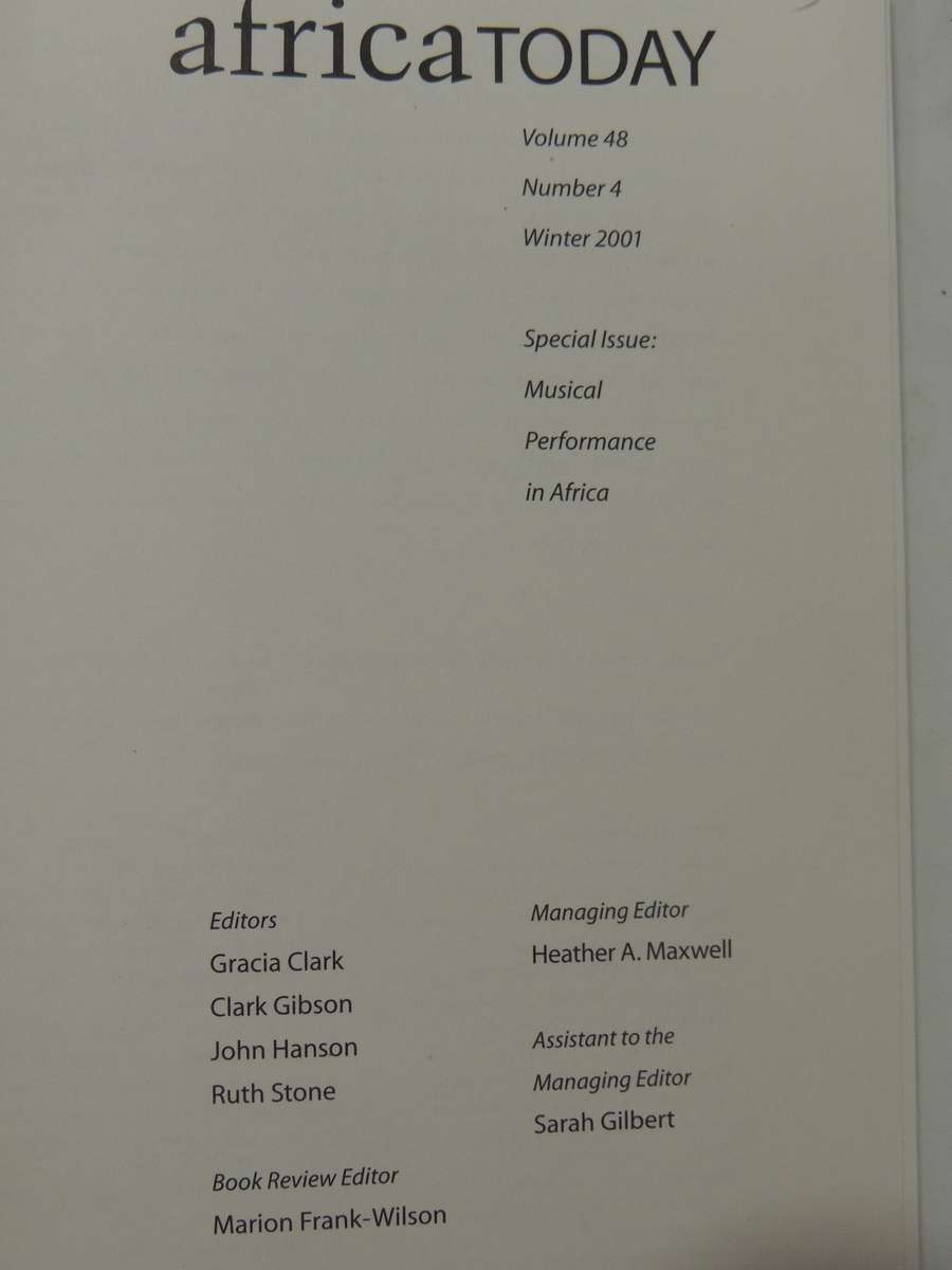 Africa Today: Special Issue-Musical Performance In Africa (Volume 48 No. 4 Winter 2001