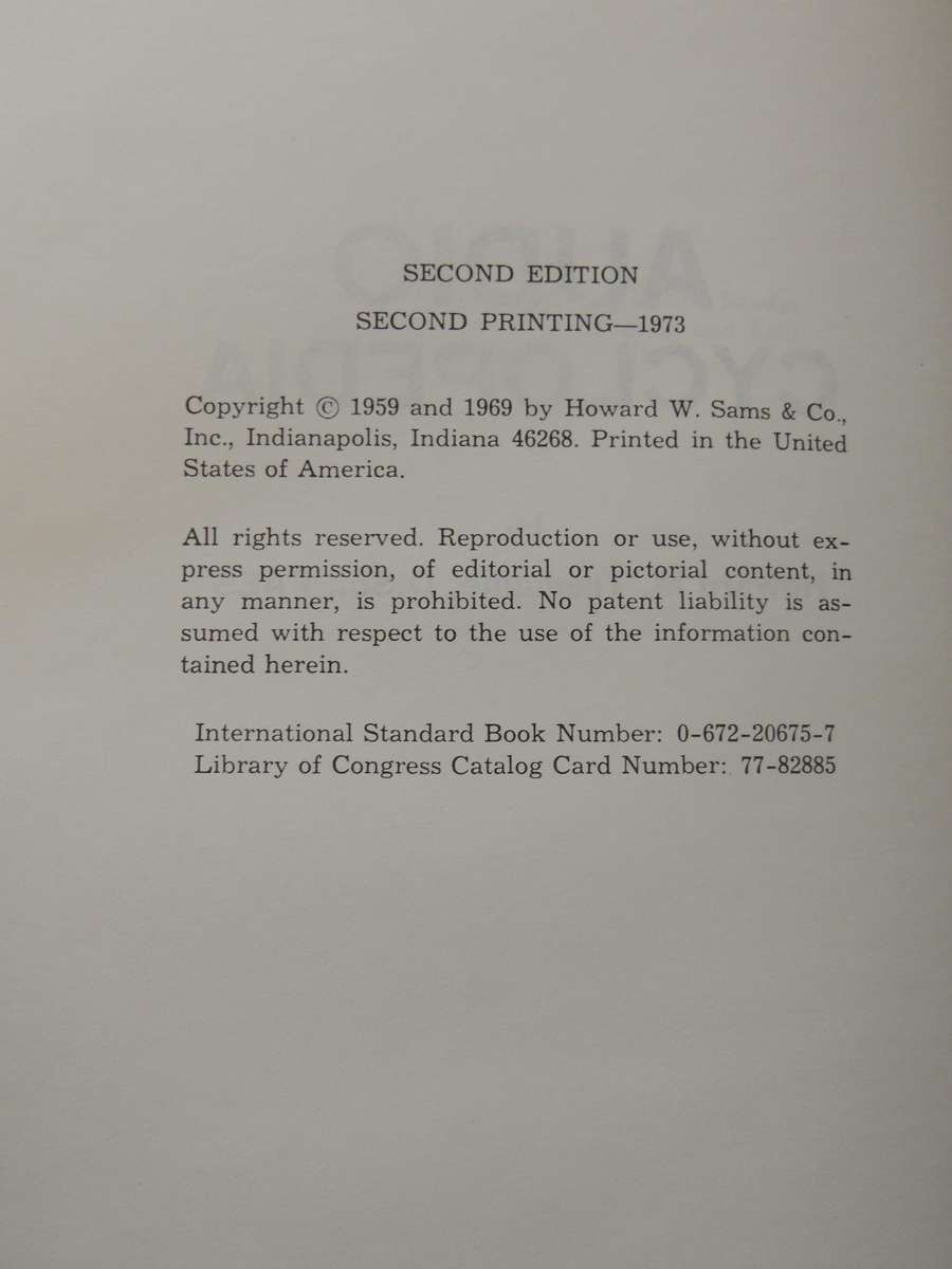 Audio Cyclopedia - Howard M. Tremaine  2nd Edition, Second Printing 1973