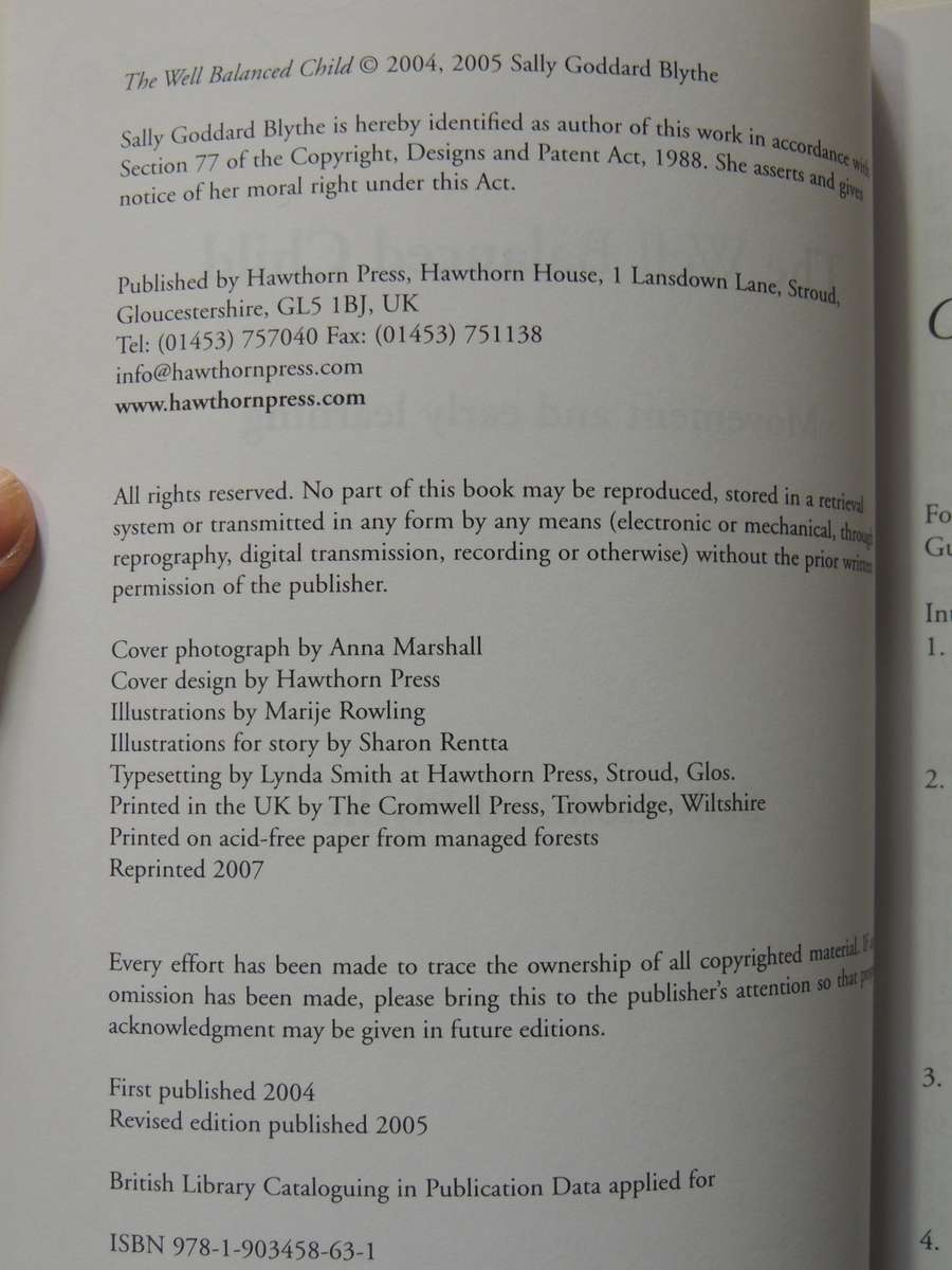 The Well Balanced Child: Movement And Early Learning - Sally Goddard Blythe