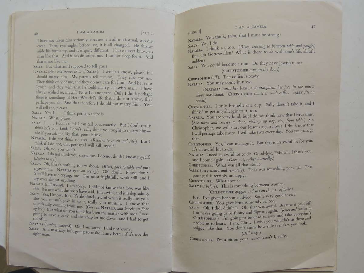 I Am A Camera, A Play in Three Acts - John van Druten     Pub 1954
