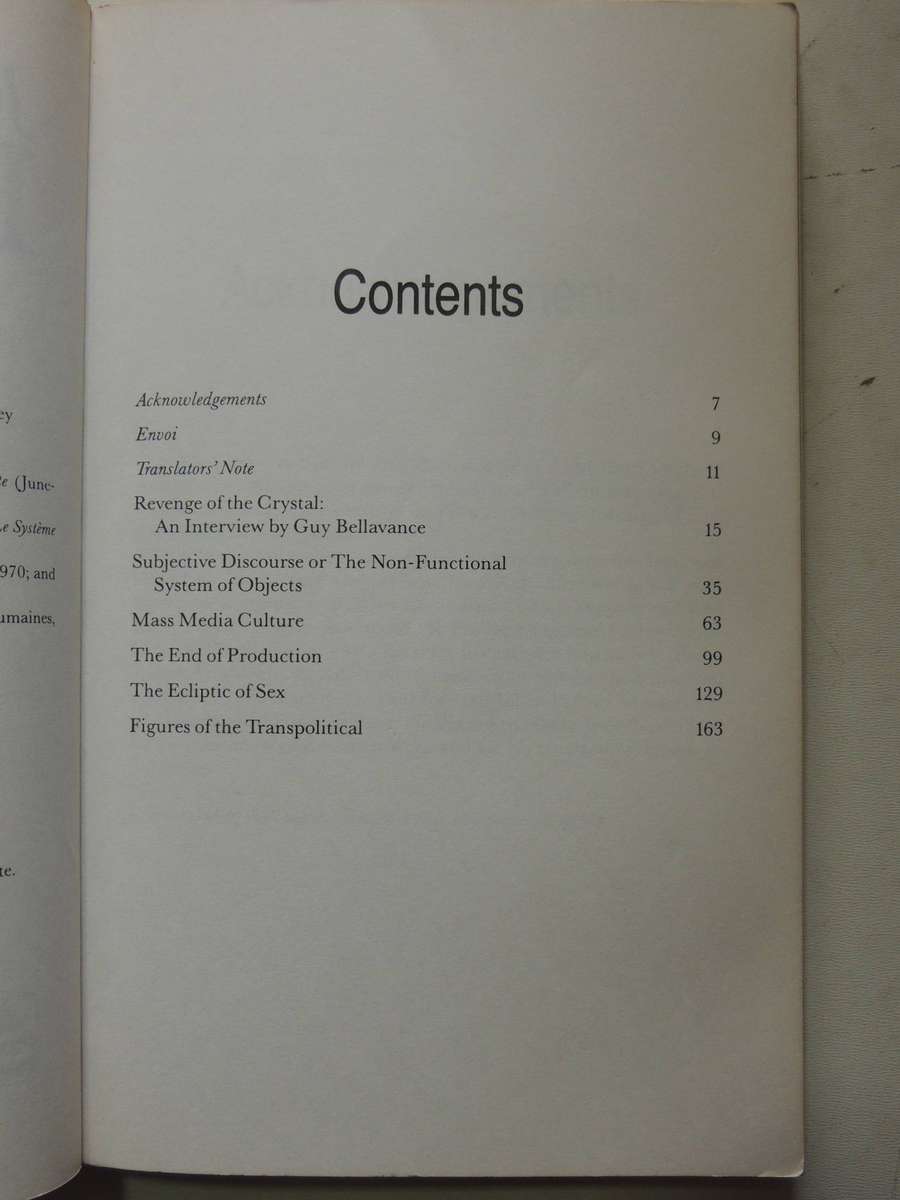 Revenge Of The Crystal: Selected Writings On The Modern Object & Its Destiny, 1968-83Jean Baudrilla