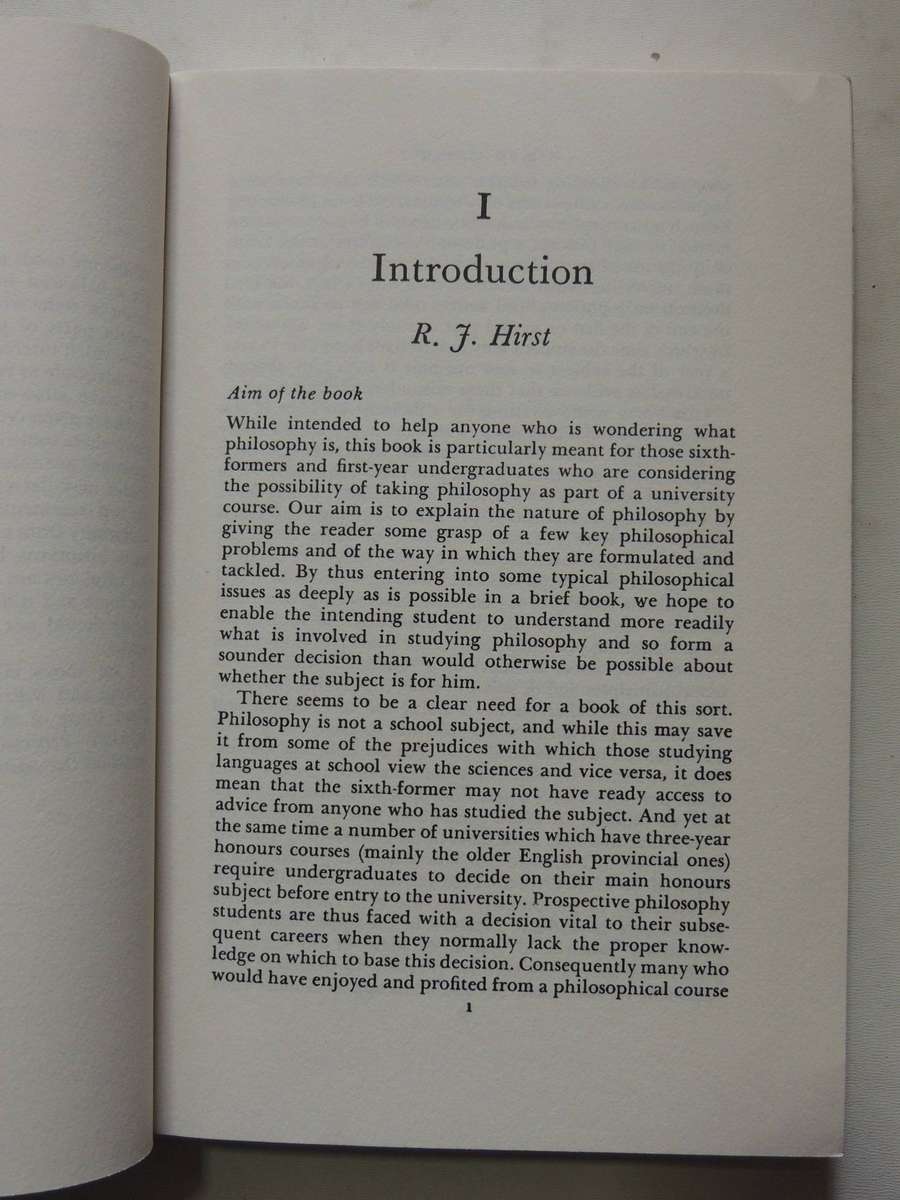 Philosophy: An Outline For The Intending Student - ed R.J. Hirst