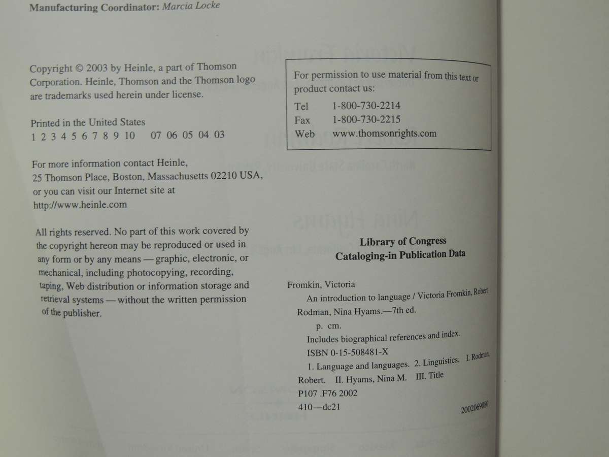 An Introduction to Language - Victoria Fromkin, Robert Rodman, N Hyams  7th ed