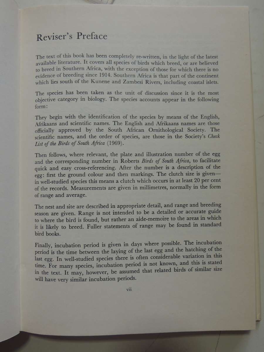 Priest's Eggs of the Southern African Birds - Revised by JM Winterbottom 1971