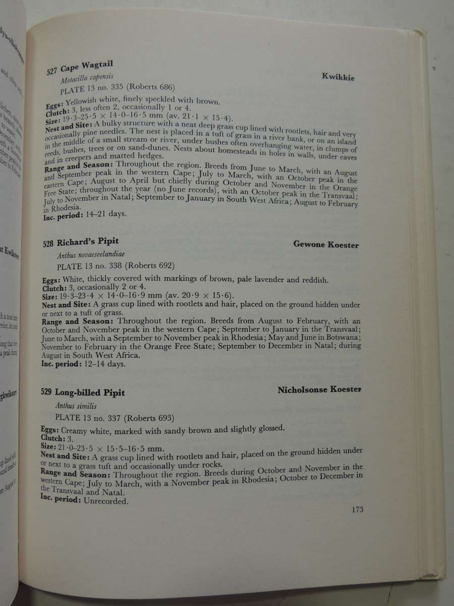 Priest's Eggs of the Southern African Birds - Revised by JM Winterbottom 1971