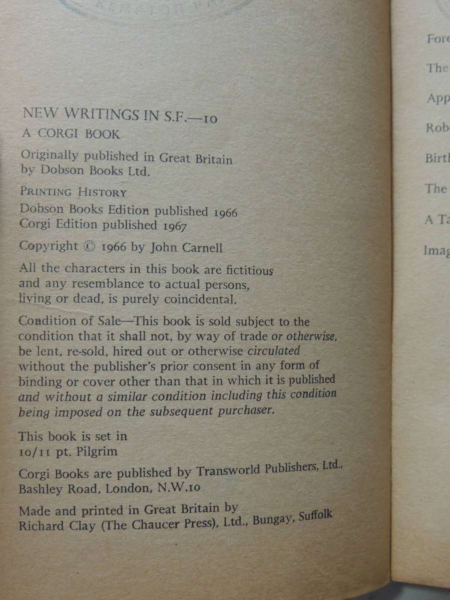 New Writings In SF - 10 (1967) - ed John Carnell