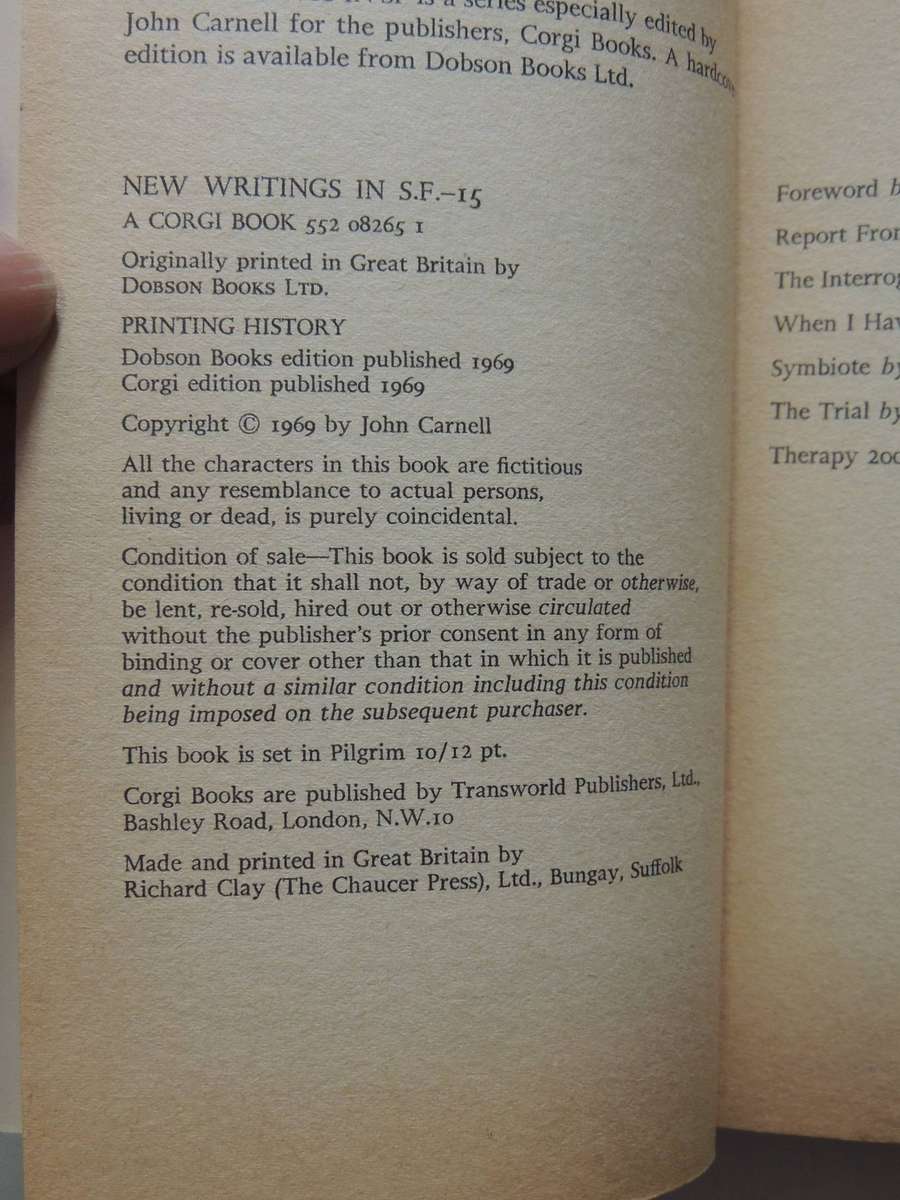 New Writings In SF - 15 (1969) - ed John Carnell