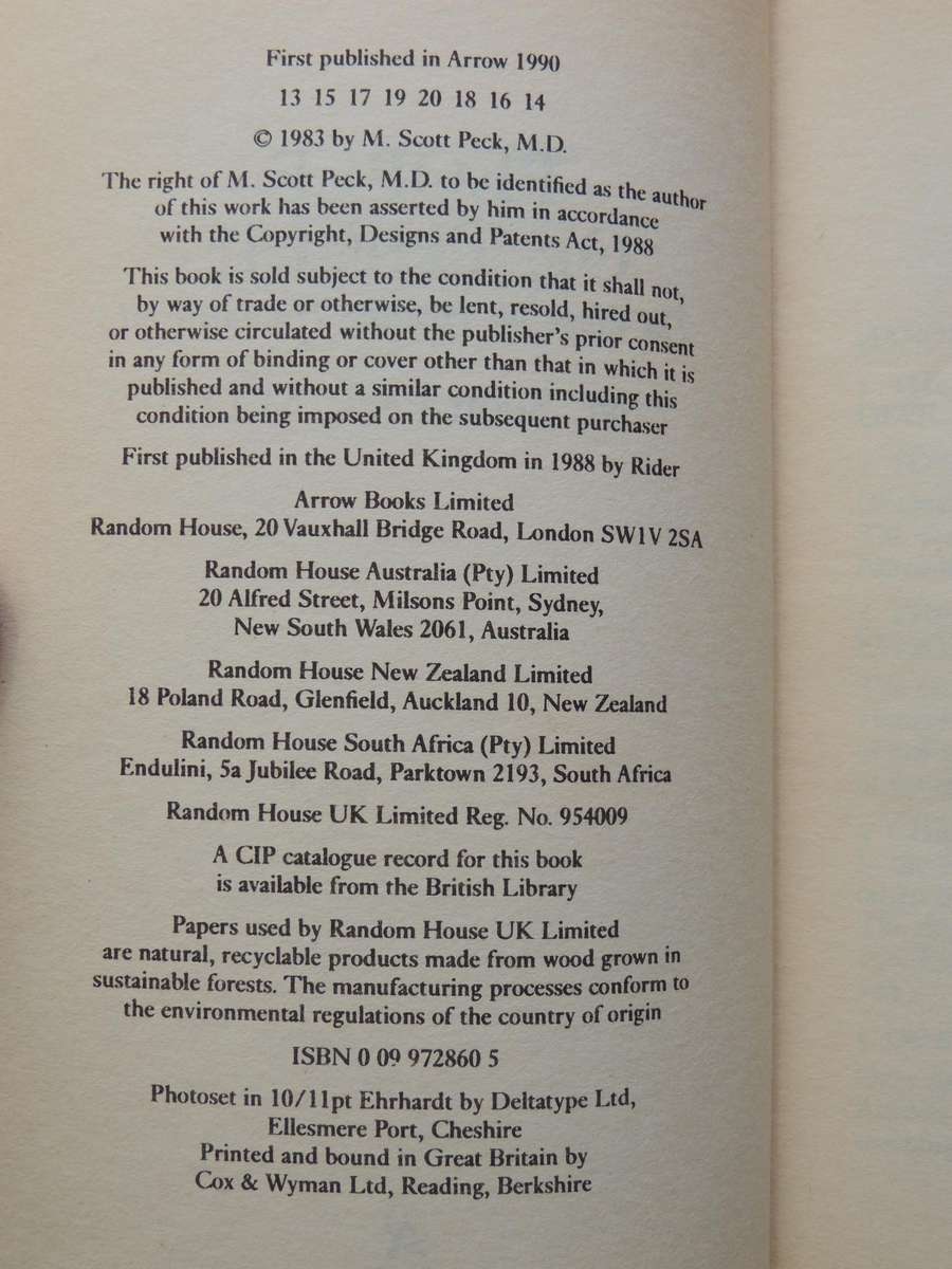 People Of The Lie: The Hope For Healing Human EvilM. Scott Peck
