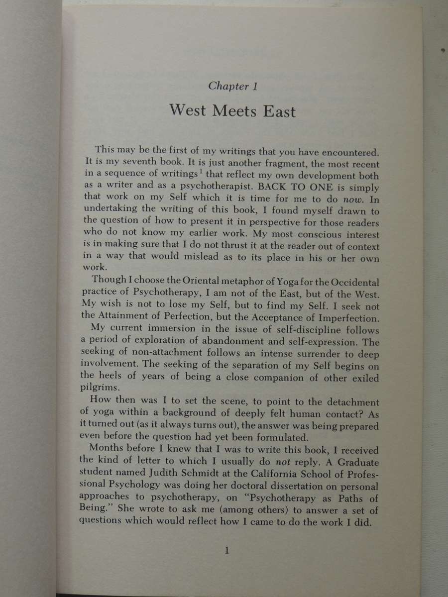 Back To One: A Practical Guide To Psychotherapists - Sheldon Kopp