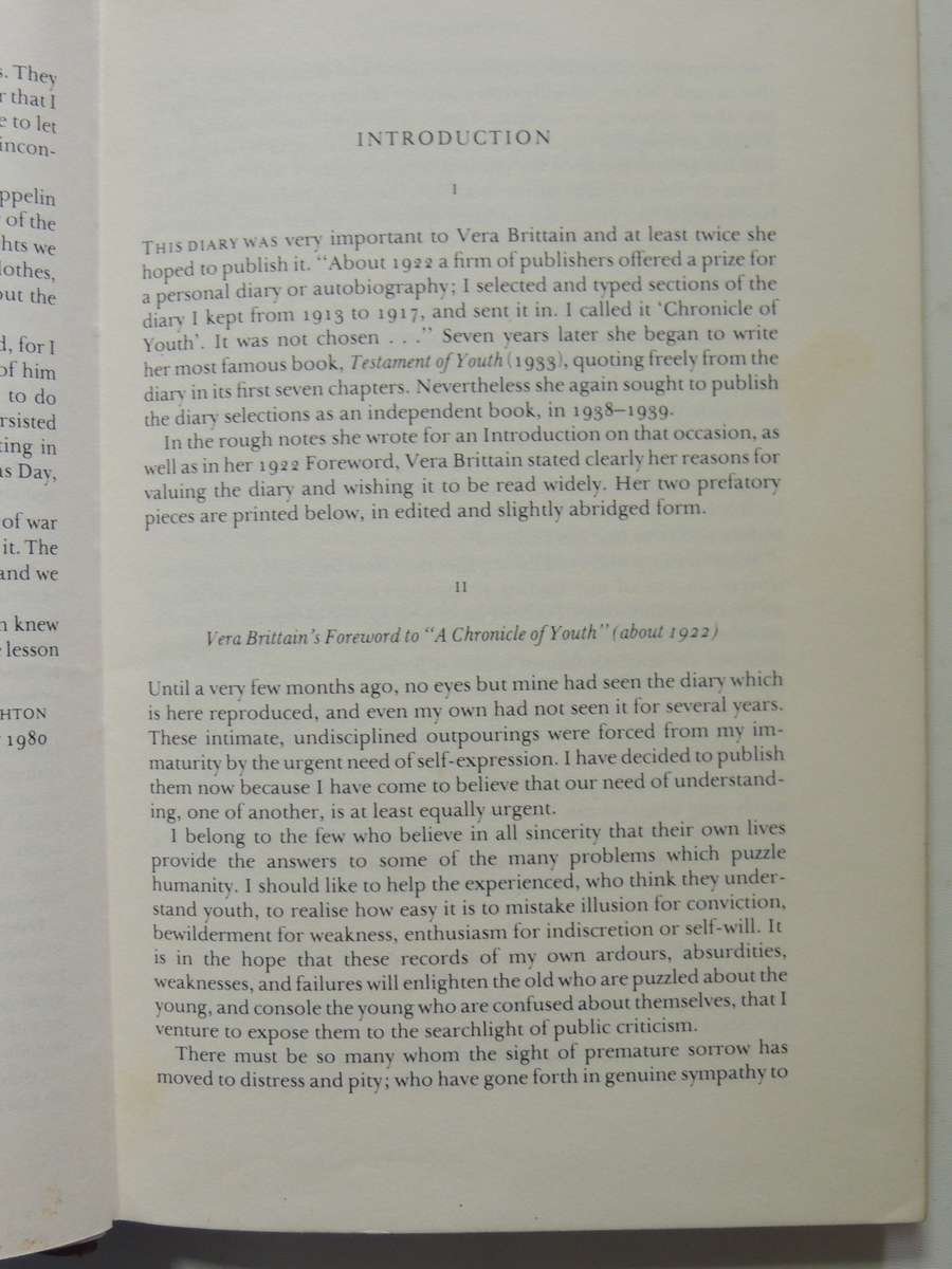 Chronicles Of Youth: Vera Brittain's War Diary 1913-1917 - ed Alan Bishop