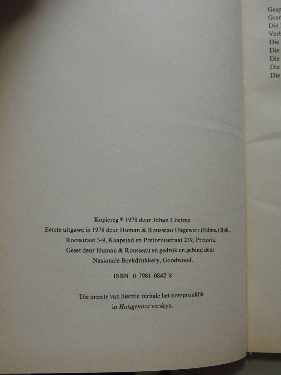 Verby Die Wit Brug-  Johan Coetzee   AFRIKAANS  1st Edition 1978