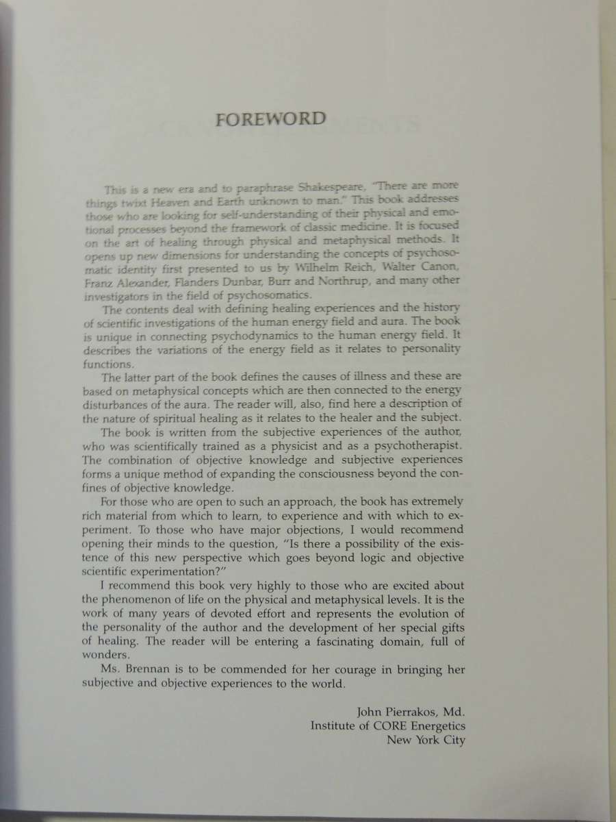 Hands of light, A Guide to Healing Through the Human Energy FieldBarbara Ann Brennan MUCH MARKING!!