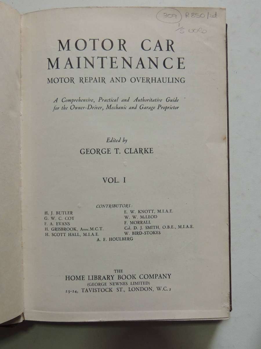 Newnes Motor Car Maintenance - A J Coker - 5  Volumes