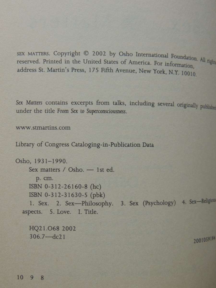 Sex Matters: From Sex To Superconsciousness - Osho